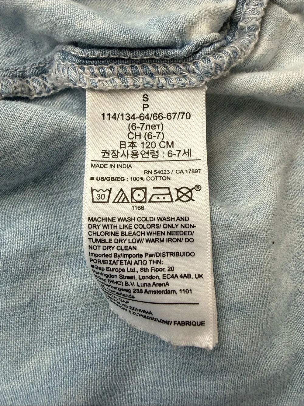 GAP Girls Light Wash Tiered Denim-Style Dress - Pale Blue